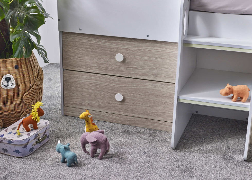 Oakham Mid Sleeper House Bed – Pale Wood & White - Luminex FurnitureMid SleepersORP002