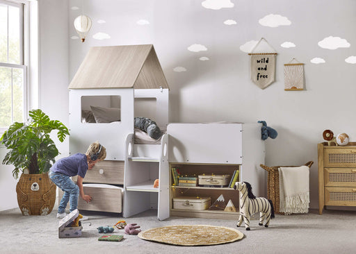 Oakham Mid Sleeper House Bed – Pale Wood & White - Luminex FurnitureMid SleepersORP002