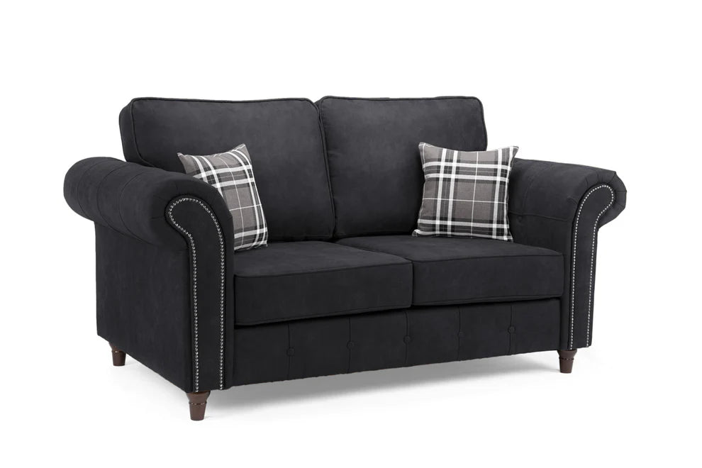 Olympia Charcoal 2 Seater Sofa – Classic Faux Suede - Luminex FurnitureSofasoakland_charcoal_2_seater