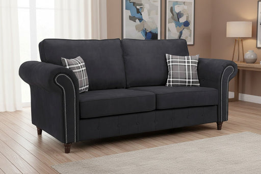 Olympia Charcoal 3 Seater Sofa – Classic Faux Suede - Luminex FurnitureSofasoakland_charcoal_3_seater
