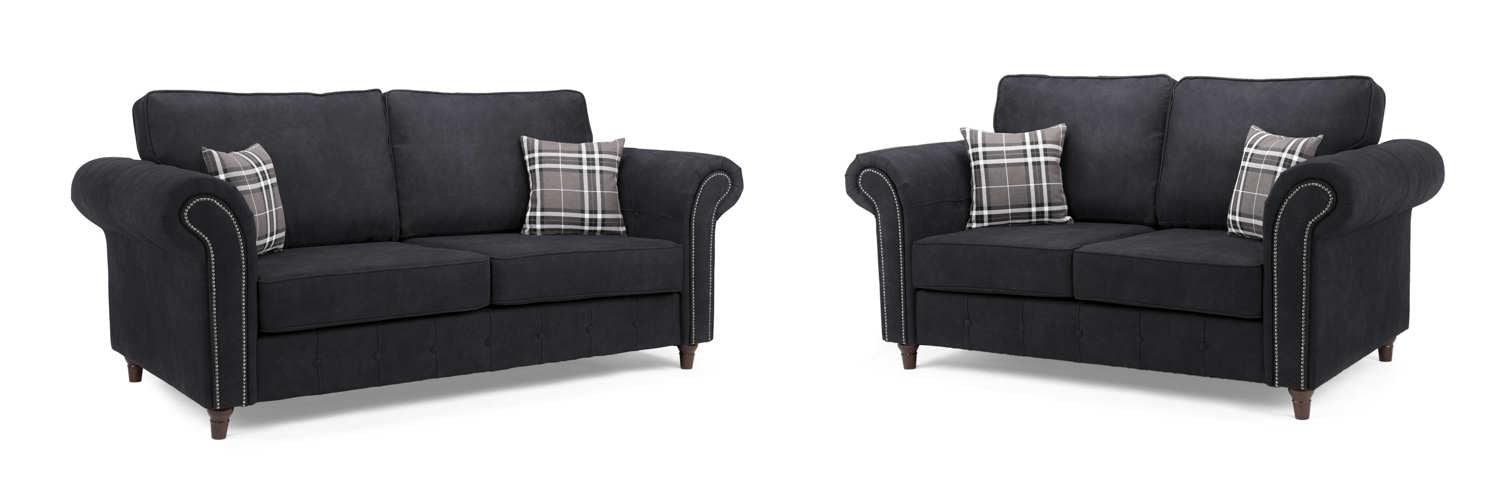 Olympia Charcoal 3+2 Sofa Set – Classic Faux Suede - Luminex FurnitureSofasoakland_charcoal_3+2+set