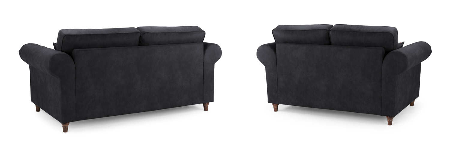 Olympia Charcoal 3+2 Sofa Set – Classic Faux Suede - Luminex FurnitureSofasoakland_charcoal_3+2+set