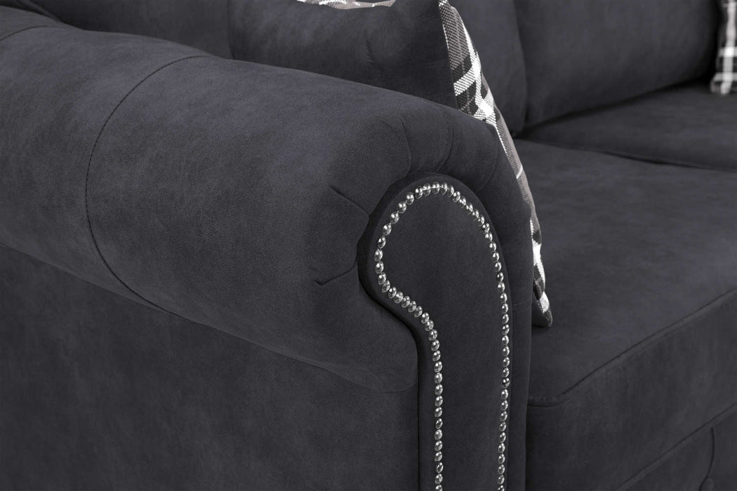 Olympia Charcoal 3+2 Sofa Set – Classic Faux Suede - Luminex FurnitureSofasoakland_charcoal_3+2+set