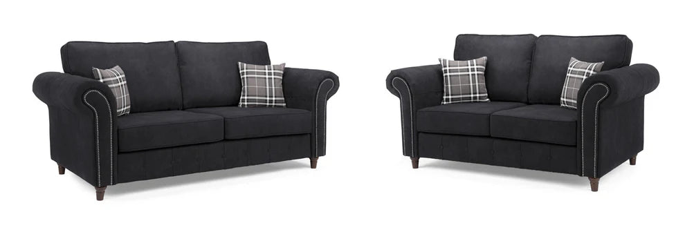 Olympia Charcoal 3+2 Sofa Set – Classic Faux Suede - Luminex FurnitureSofasoakland_charcoal_3+2+set