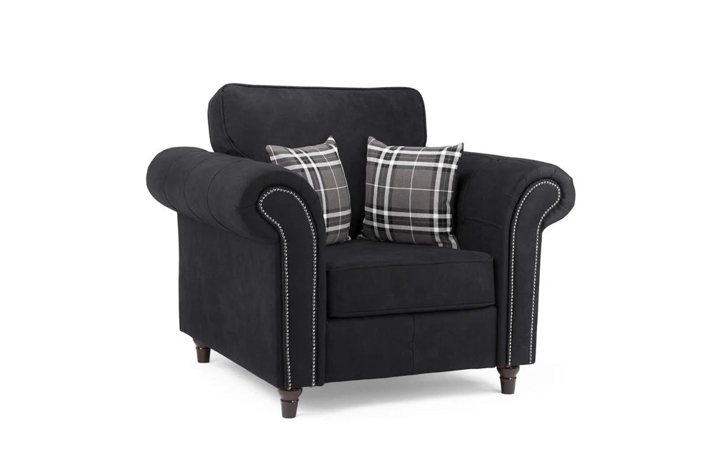 Olympia Charcoal Armchair – Classic Faux Suede Design - Luminex FurnitureOccasional Chairsoakland_charcoal_armchair