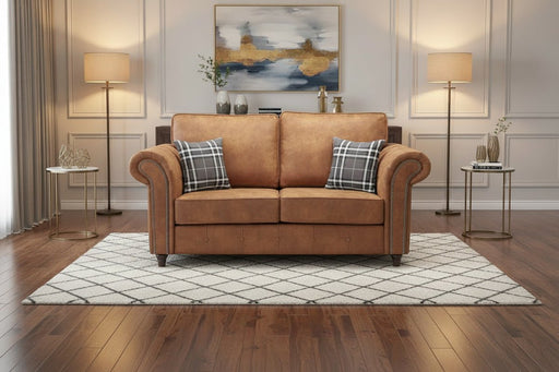 Olympia Tan 2 Seater Sofa – Classic Faux Suede - Luminex FurnitureSofasoakland_sofa_tan_2_seater