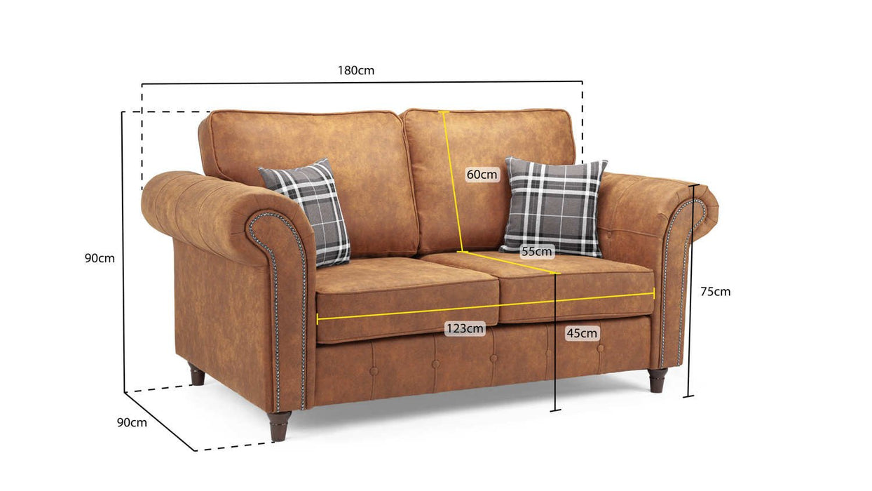 Olympia Tan 2 Seater Sofa – Classic Faux Suede - Luminex FurnitureSofasoakland_sofa_tan_2_seater