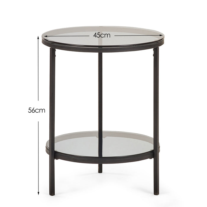 Ophelia Circular Lamp Table With Shelf - Smoked Glass - Luminex FurnitureLamp TableCHI023