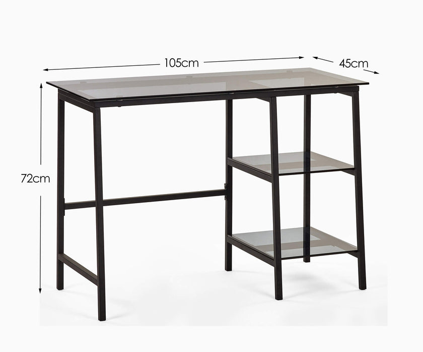 Ophelia Smoked Glass Desk – Modern Minimalist Design - Luminex FurnitureDeskCHI016