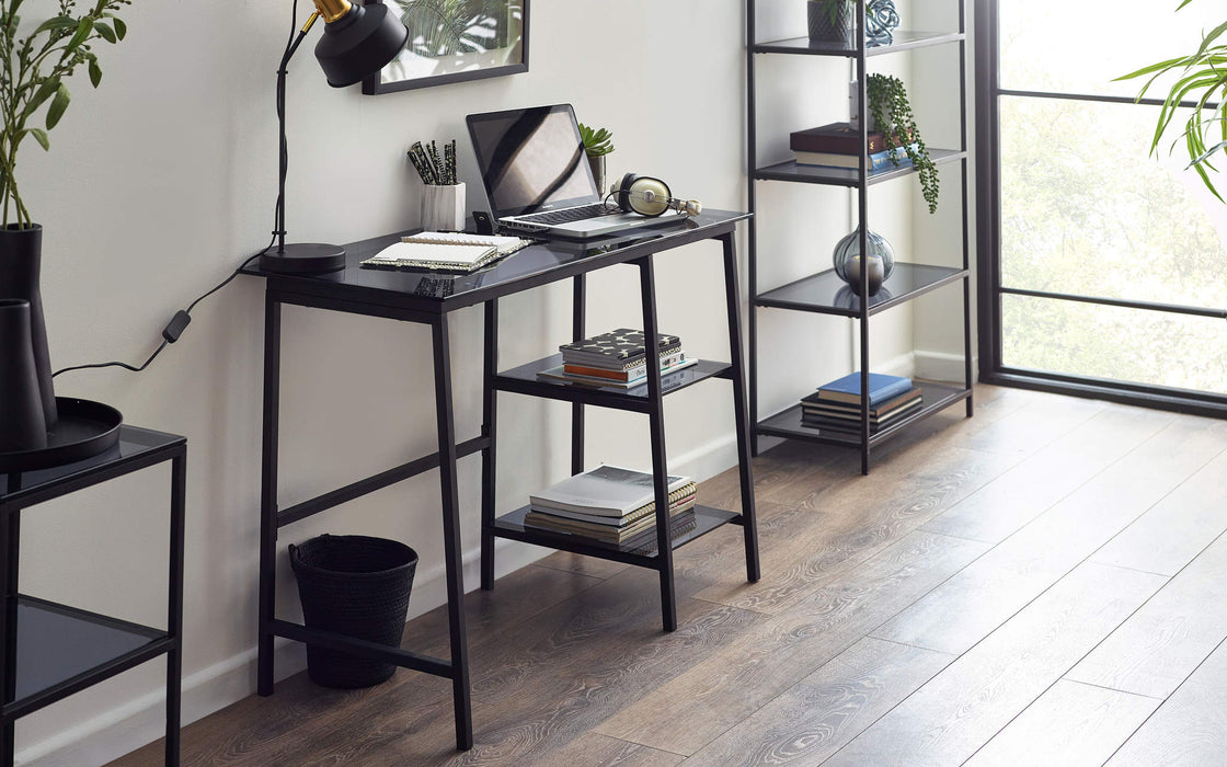 Ophelia Smoked Glass Desk – Modern Minimalist Design - Luminex FurnitureDeskCHI016