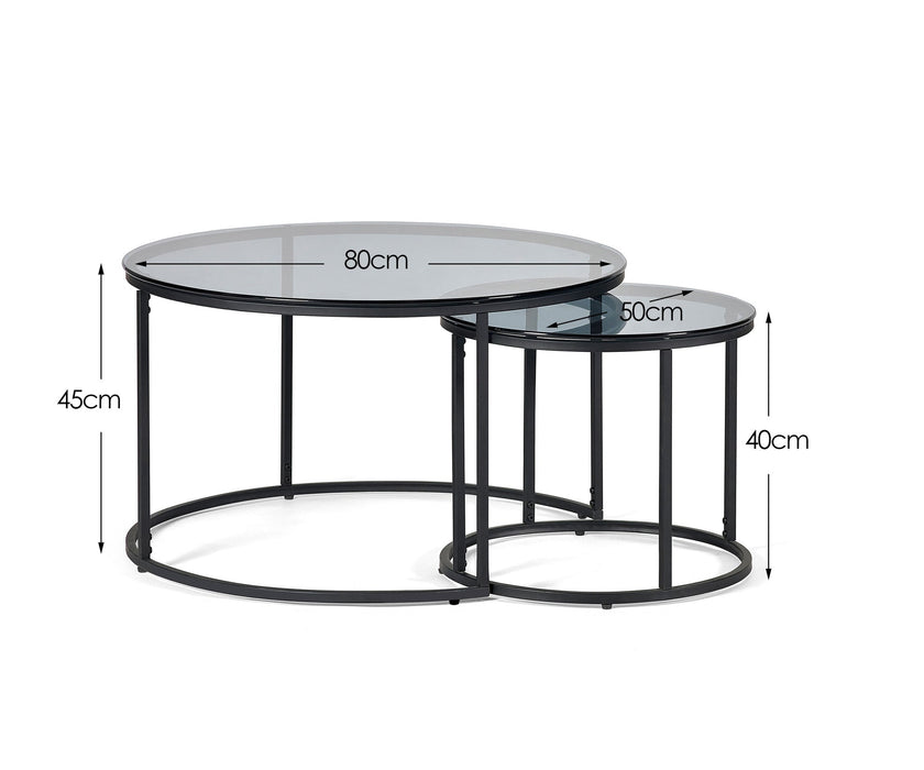 Ophelia Smoked Glass Nesting Coffee Tables - Luminex FurnitureCoffee TableCHI017