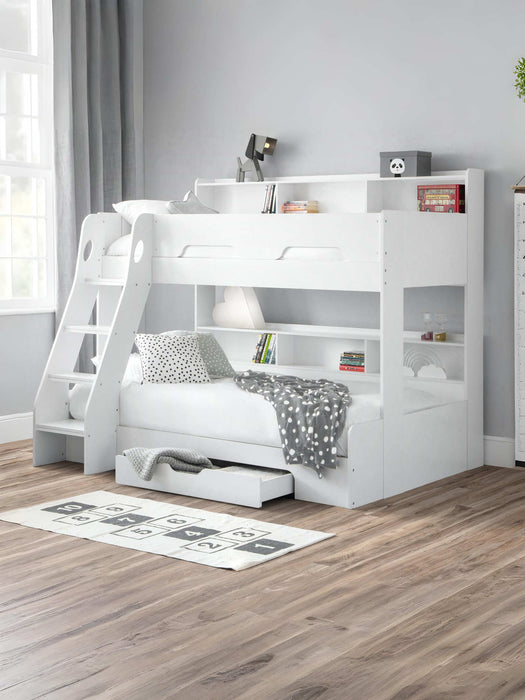 Orbit Triple Sleeper Bunk Bed with Storage – White - Luminex FurnitureBunk BedORI501