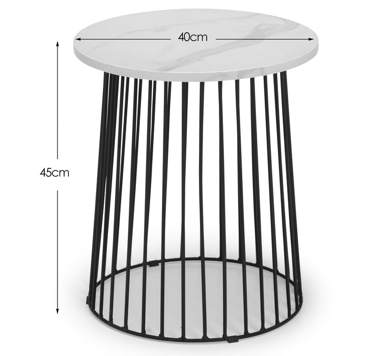 Orielle Round Lamp Table - White Marble - Luminex FurnitureLamp TableBRO202