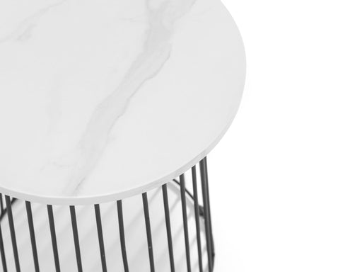 Orielle Round Lamp Table - White Marble - Luminex FurnitureLamp TableBRO202