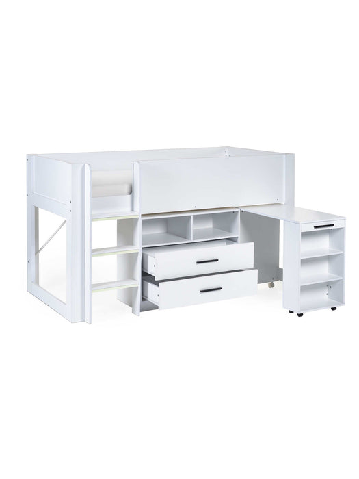 Ormsby Mid Sleeper Bed with Storage & Desk – All White - Luminex FurnitureMid SleepersOTI001
