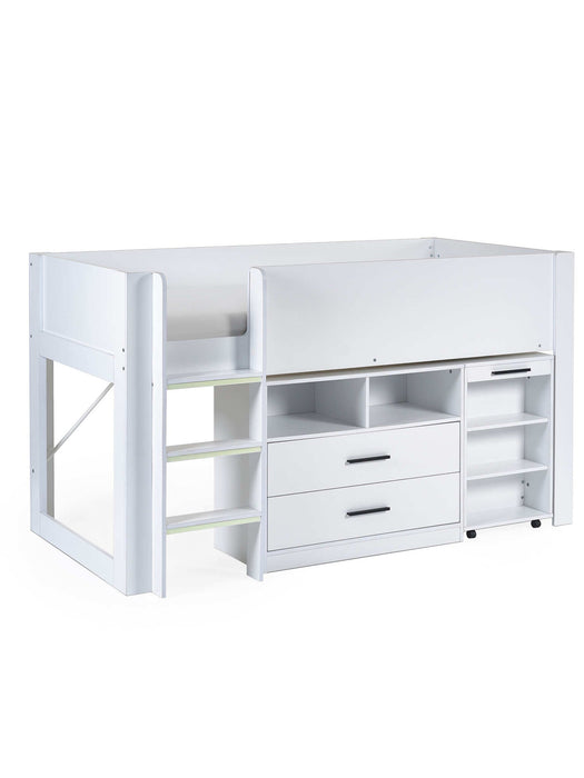 Ormsby Mid Sleeper Bed with Storage & Desk – All White - Luminex FurnitureMid SleepersOTI001