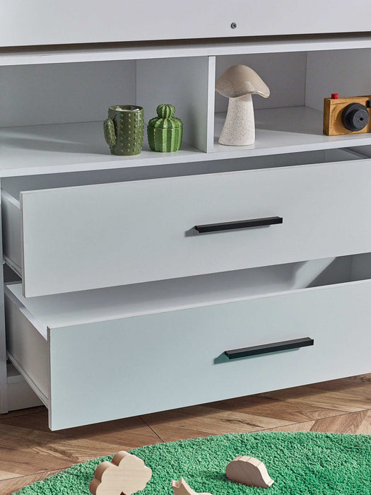 Ormsby Mid Sleeper Bed with Storage & Desk – All White - Luminex FurnitureMid SleepersOTI001