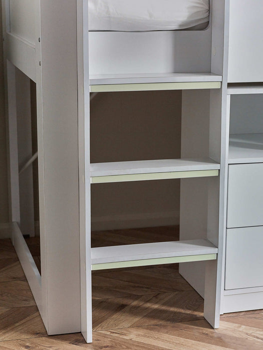 Ormsby Mid Sleeper Bed with Storage & Desk – All White - Luminex FurnitureMid SleepersOTI001
