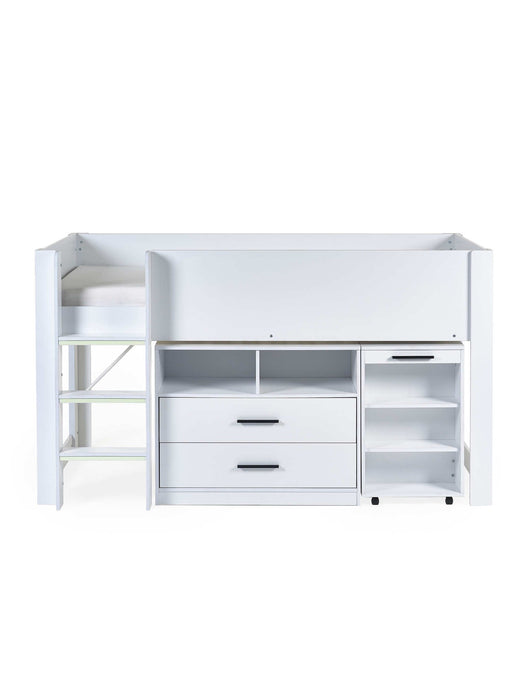 Ormsby Mid Sleeper Bed with Storage & Desk – All White - Luminex FurnitureMid SleepersOTI001