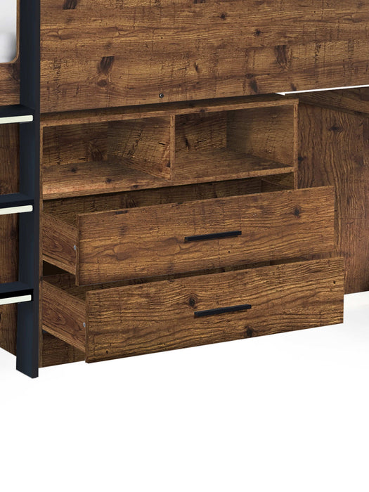 Ormsby Mid Sleeper Bed with Storage & Desk – Urban Rustic & Black - Luminex FurnitureMid SleepersOTI002