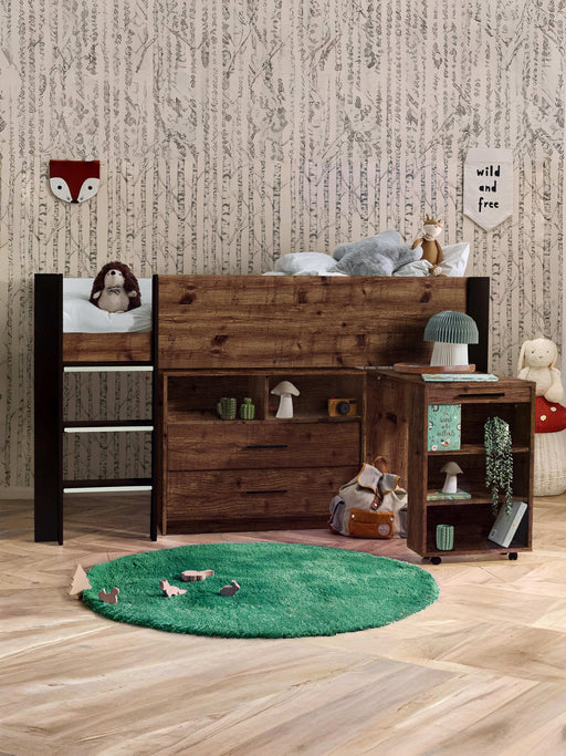 Ormsby Mid Sleeper Bed with Storage & Desk – Urban Rustic & Black - Luminex FurnitureMid SleepersOTI002