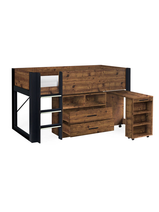 Ormsby Mid Sleeper Bed with Storage & Desk – Urban Rustic & Black - Luminex FurnitureMid SleepersOTI002