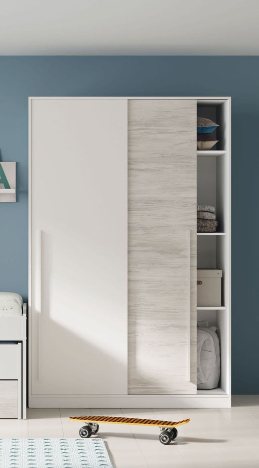 Orvella Arctic White & Oak Effect Sliding Door Wardrobe - Luminex FurnitureWardrobe3209