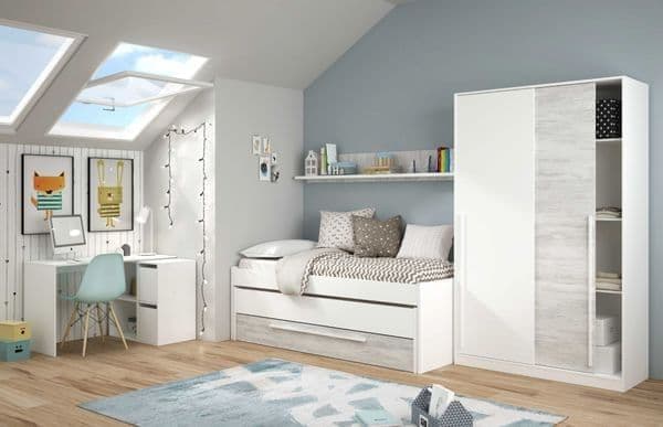 Orvella Arctic White & Oak Effect Sliding Door Wardrobe - Luminex FurnitureWardrobe3209