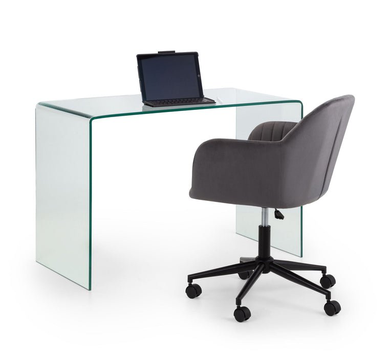 Orvyn Velvet Swivel Office Chair - Grey/Black - Luminex FurnitureOffice ChairKAH002