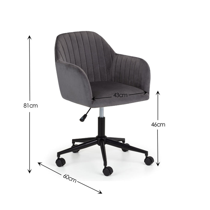 Orvyn Velvet Swivel Office Chair - Grey/Black - Luminex FurnitureOffice ChairKAH002
