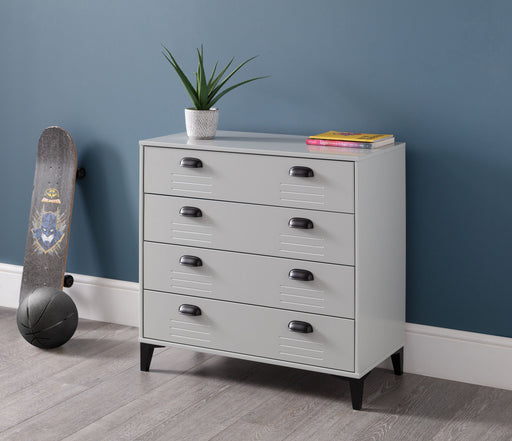 Otto 4 Drawer Chest in Metal Effect Grey - Luminex FurnitureChest of drawersLAK002