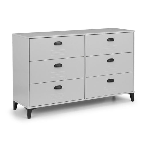 Otto 6 Drawer Wide Chest in Metal Effect Grey - Luminex FurnitureChest of drawersLAK003