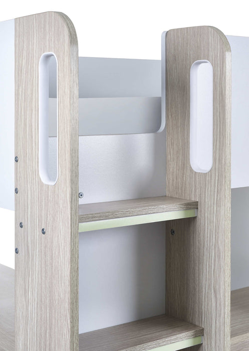 Oxley High Sleeper Bed with Desk & Storage – Pale Wood & White - Luminex FurnitureHigh SleepersOCE001