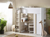 Oxley High Sleeper Bed with Desk & Storage – Pale Wood & White - Luminex FurnitureHigh SleepersOCE001