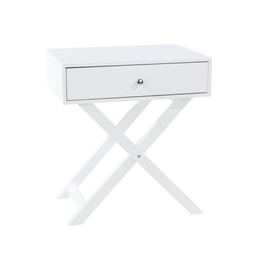 Painted White Bedside Table X Leg 1 Drawer Petite Cabinet - LuminexFurnitureBedside TableBS810