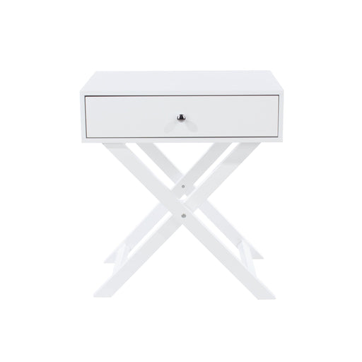 Painted White Bedside Table X Leg 1 Drawer Petite Cabinet - LuminexFurnitureBedside TableBS810