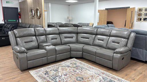 Palazzo Grey Faux Leather Large Corner Recliner Sofa – 5 Seater - Luminex FurnitureSofaspoppy_recliner_sofa_grey_large_corner