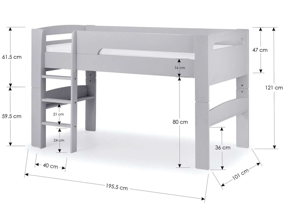Pemberton Mid Sleeper Bed – Dove Grey - Luminex FurnitureMid SleepersPLU101