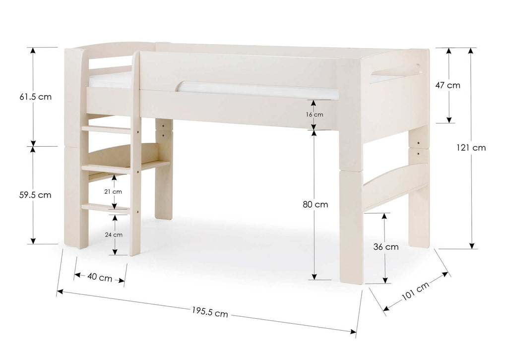 Pemberton Mid Sleeper Bed – Stone White - Luminex FurnitureMid SleepersPLU001