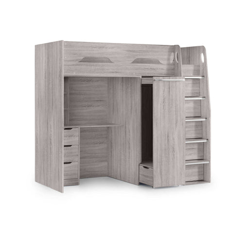 Pendle High Sleeper Bed with Wardrobe & Desk – Grey Oak - Luminex FurnitureHigh SleepersPEG006