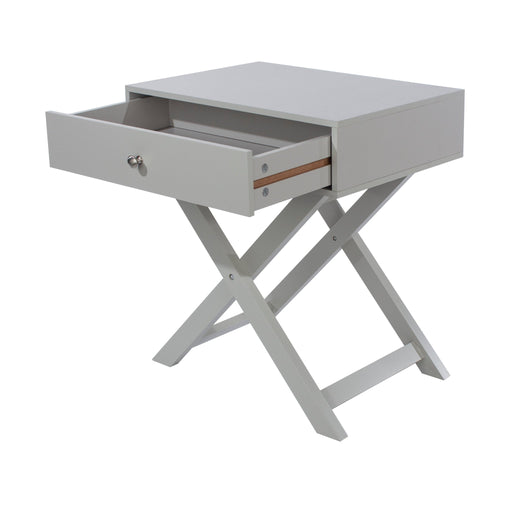 Petite Grey Bedside Table X Leg 1 Drawer - LuminexFurnitureBedside TableBSG810
