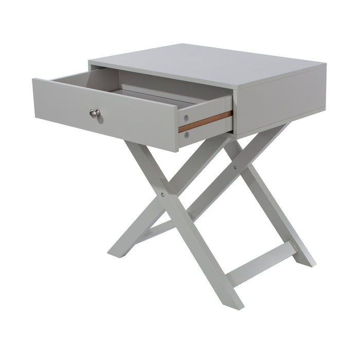 Petite Grey Bedside Table X Leg 1 Drawer - LuminexFurnitureBedside TableBSG810