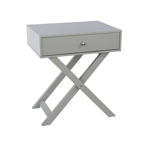 Petite Grey Bedside Table X Leg 1 Drawer - LuminexFurnitureBedside TableBSG810