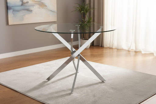Portia Round Glass Dining Table - Chrome Base - Luminex FurnitureDining TableAND101