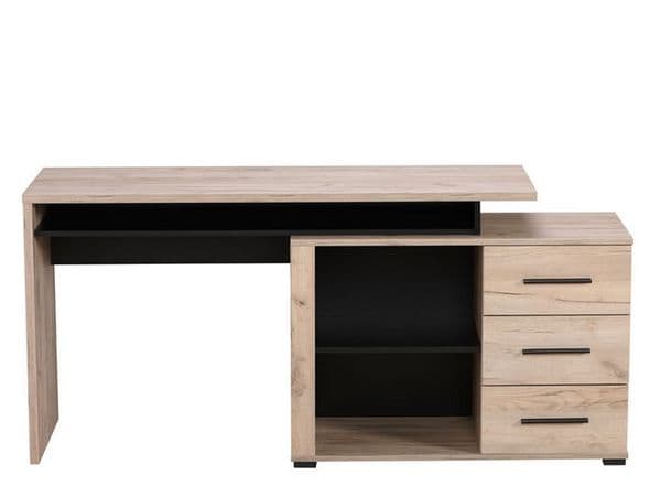 Ravello Oak & Black Large Corner Desk with Drawers - Luminex FurnitureDesk3033