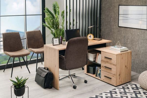 Ravello Oak & Black Large Corner Desk with Drawers - Luminex FurnitureDesk3033