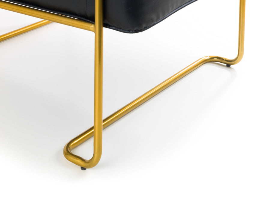 Redford Chair – Black Faux Leather &amp; Gold Frame - Luminex FurnitureOccasional ChairsGIO301
