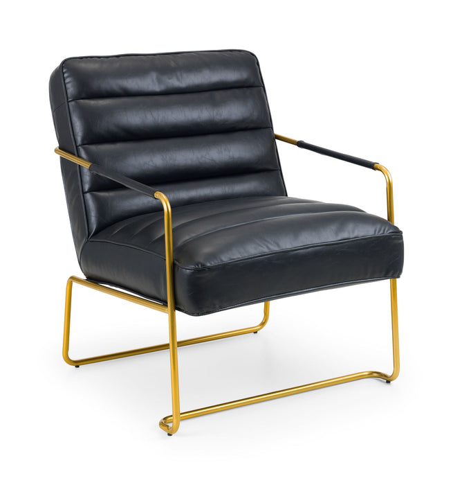 Redford Chair – Black Faux Leather &amp; Gold Frame - Luminex FurnitureOccasional ChairsGIO301