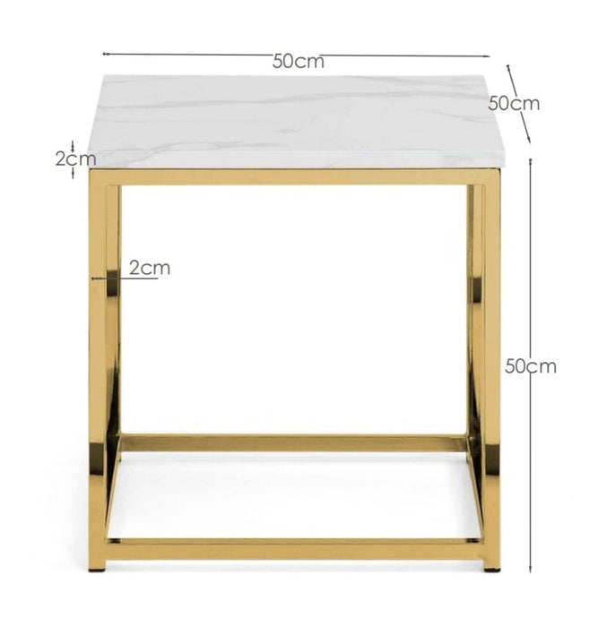Renata Lamp Table – Marble Effect & Gold Frame - Luminex FurnitureLamp TableSCA502