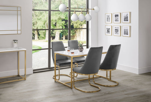 Renata Marble - Effect Table & 4 Grey Velvet Chairs – 5 - Piece Dining Set - Luminex FurnitureDining SetSCA506